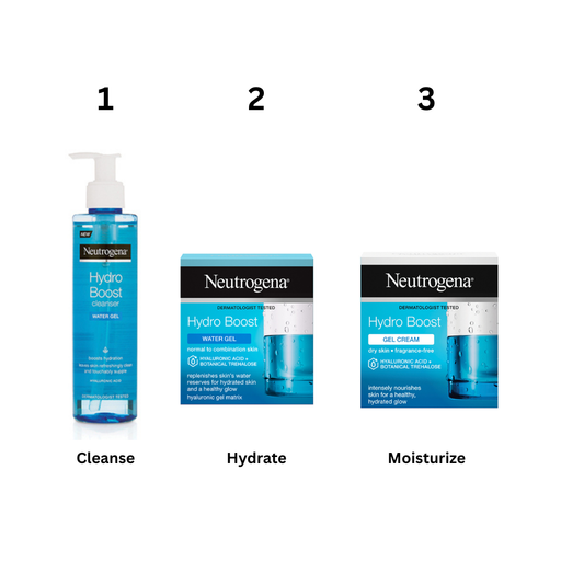 Neutrogena Hydro Boost Dermocare Skincare Range – Cleanser, Water Gel & Gel-Cream